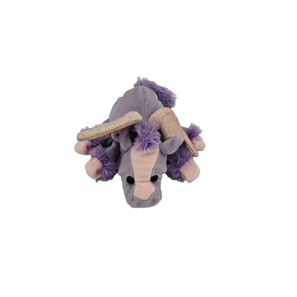 Caltoy Purple‎ Dragon Plush 14" Hand Puppet  Pink Glitter Wings Fantasy Toy